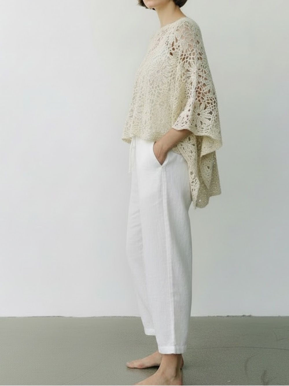 White Linen Capri Pants